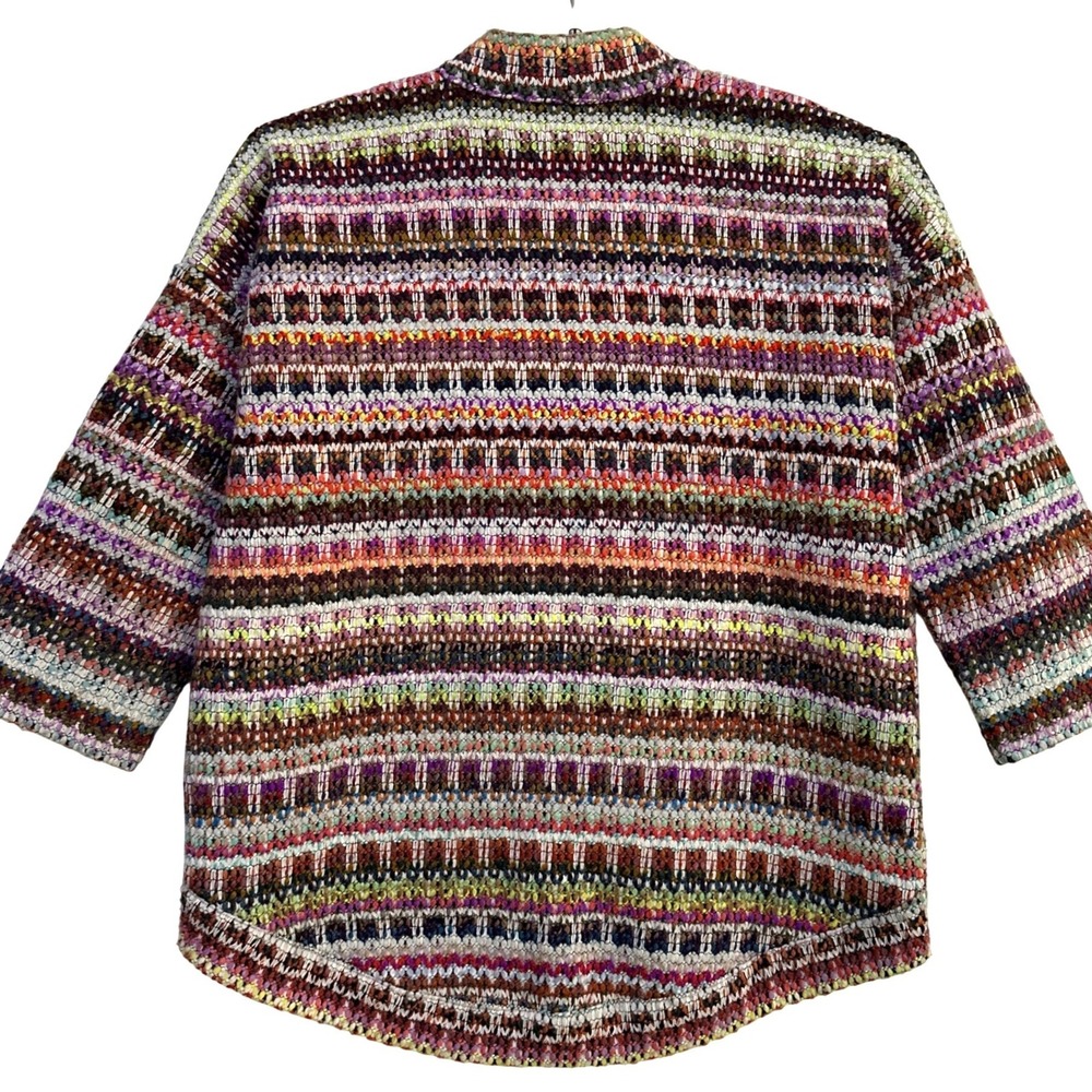 Anthropologie dRA Kimono Cardigan M Chunky Rainbow Boho Eclectic Folk Open Front - Picture 2 of 10